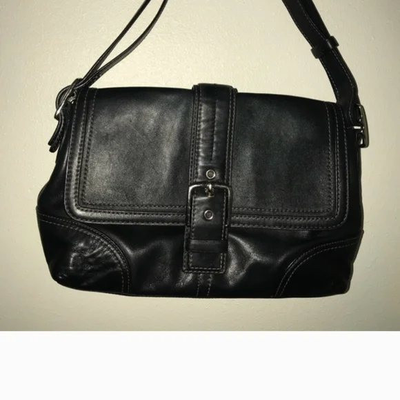 Coach Hampton F11196 Black Leather Bag Purse - Picture 4 of 10